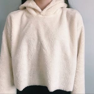 fuzzy cropped sweatshirt